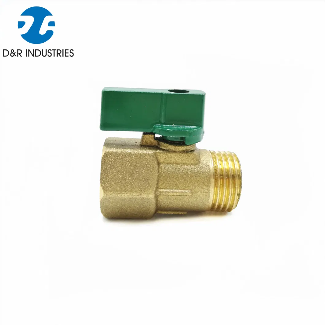 Brass Color Straight Handle Female/Male Thread Mini Compact Ball Valve